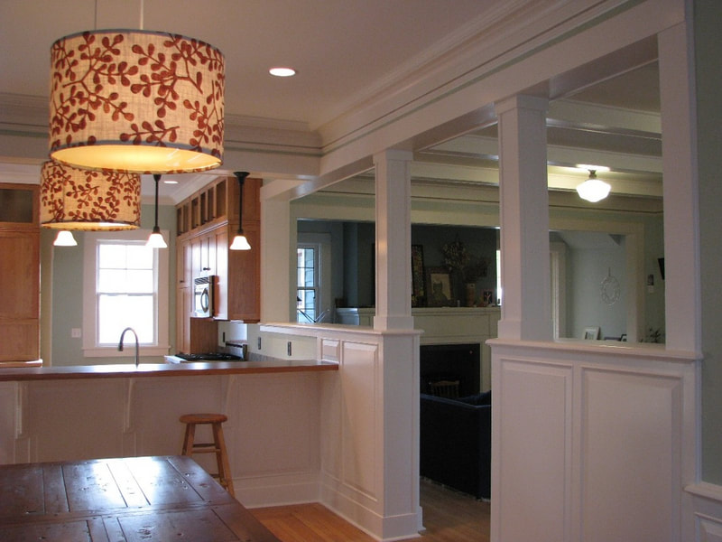 Custom millwork showing wainscot, beam wraps, and post wraps in Bellingham Washington