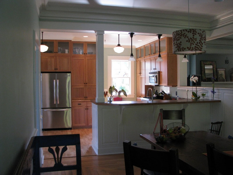 Custom millwork showing wainscot, beam wraps, and post wraps in Bellingham Washington